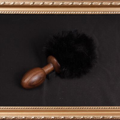 OACHKATZLSCHWOAF || Conejito Conejito || Tapón anal de cola peluda || hecho a mano por Holz-Knecht.at - nuez - negro