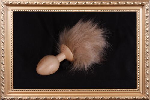 OACHKATZLSCHWOAF || Hase Bunny || Furry Tail Anal Plug || handmade by Holz-Knecht.at - Zirbe - Beige
