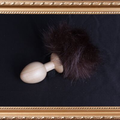 OACHKATZLSCHWOAF || Conejito Conejito || Tapón anal de cola peluda || hecho a mano por Holz-Knecht.at - pino piñonero - marrón
