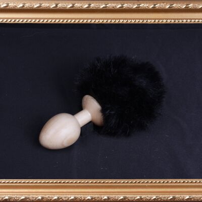 OACHKATZLSCHWOAF || Bunny Bunny || Furry Tail Butt Plug || handmade by Holz-Knecht.at - stone pine - black