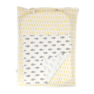 housse TRAITS + serviette - poissons bleus