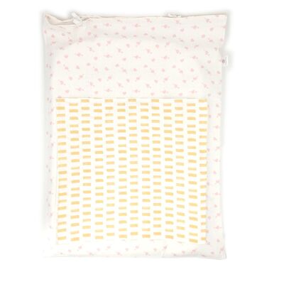 copertina CUORI + asciugamano - righe gialle