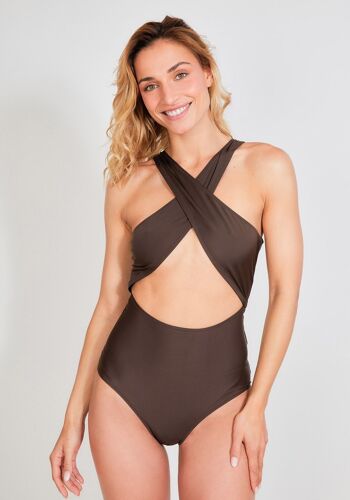 Maillot de bain 1 pièce marron - CHLOE 6