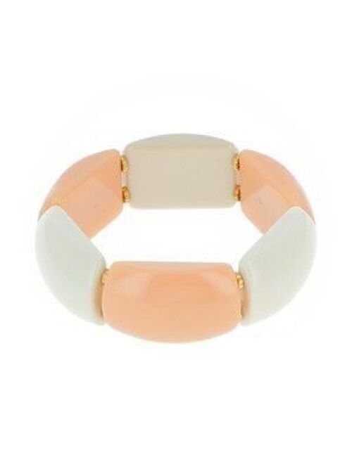 Bracelet élastique en résine -  Blanc et beige