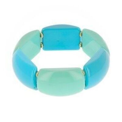 Resin elastic bracelet - Blue and turquoise