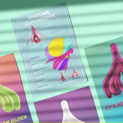 6 Affiches - Planche anatomique du clitoris + 5 posters offerts