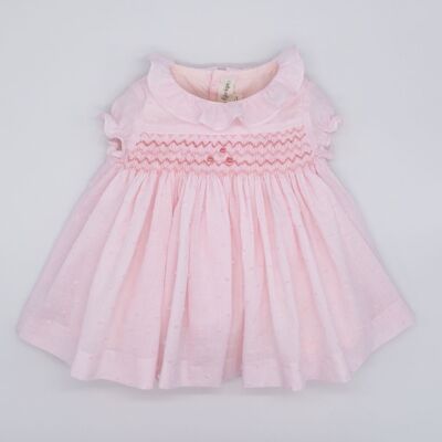 VESTIDO BORDADO A MANO PLUMETI ROSA18 meses