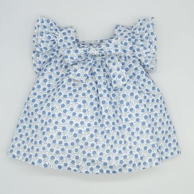 VESTIDO MINI POPELÍN FLOR AZUL12 Meses