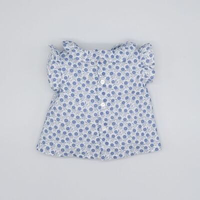 BLUSA POPELÍN FLOR AZUL18 Meses