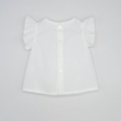 BLUSA PERCAL PUNTILLAS CRUDA18 Meses