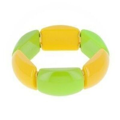 Elastic bracelet in resin - Yellow and green