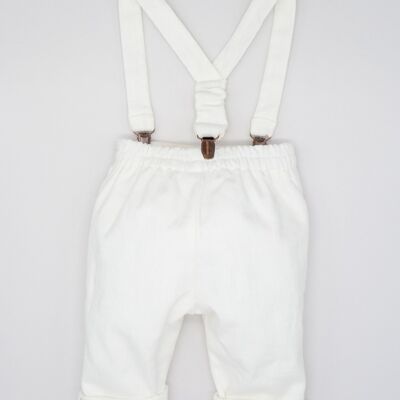 PANTALON TIRANTES LINO ELÁSTICO BLANCO6 Meses