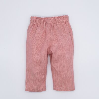 PANTALON BOTÓN MADERA RAYA ROJA6 Meses