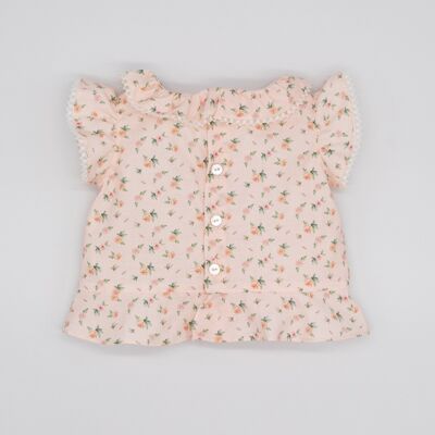 BLUSA POPELÍN FLOR ROSA BEBÉ12 Meses