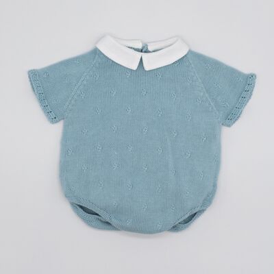 PELELE PUNTO CUELLO GASA CRUDA ALGODÓN ORGÁNICO12 MesesGris bebe