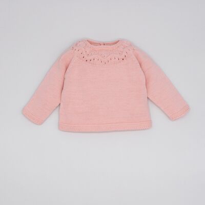 JERSEY ALGODÓN ORGÁNICO CALADOS ESCOTE BEBÉ12 MesesRosa bebe