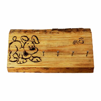 Schlüsselbrett aus Holz mit Hufnägel - Hund
