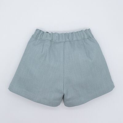 SHORT BOTONES LINO ELÁSTICO VERDE10 Años