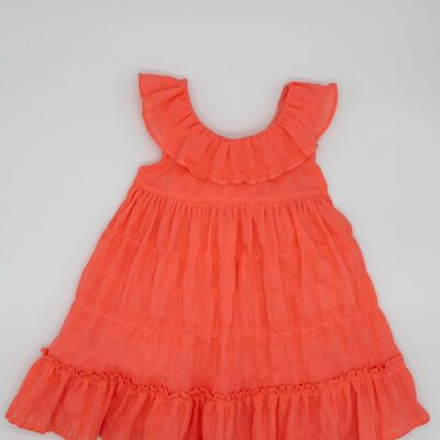 VESTIDO VOLANTES VOILE ESTRUCTURA ROJO4 Años