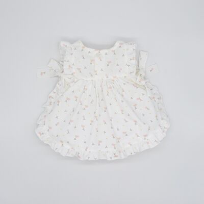 VESTIDO ABIERTO VOLANTE FLOR ROSA BABY12 Meses