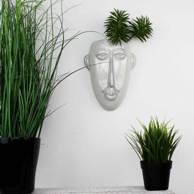 Blumentopf hängend, Wanddeko Mask weiss