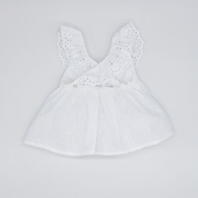 VESTIDO TIRA BORDADA ESCOTE PLUMETI BLANCO18 Meses