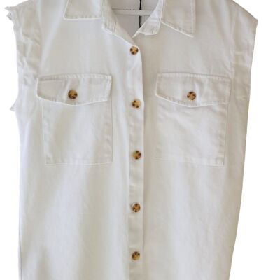 MALAK Lightweight Oversized Button Down Utility Vest in White