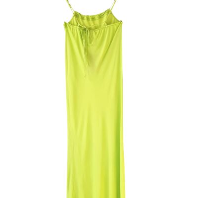 NIA Halter Neckline Satin Maxi Dress in Neon Yellow