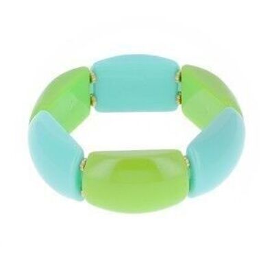 Resin elastic bracelet - Green and turquoise