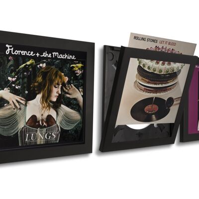Cornici per dischi in vinile artistico con riproduzione e visualizzazione Triplepack (nero)