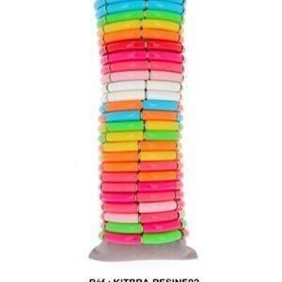 Kit de 25 bracelets élastiques en résine fine - Multicolore