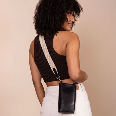 Leather Bag - Charlie Phone Bag - Black Classic Leather