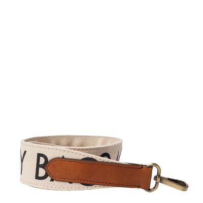 Canvas Logo Strap - White & Cognac