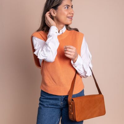 Leather Bag Crossbody - Gina Baguette - Cognac Classic Leather