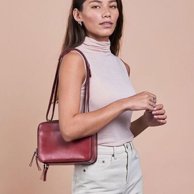 Leather Bag - Bee's Box Bag - Ruby Classic Leather