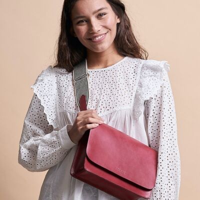 Leather Bag - Audrey - Ruby Checkered Classic Leather