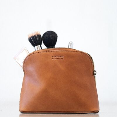 Toiletry Bag - Cosmetic Bag - Cognac Classic Leather