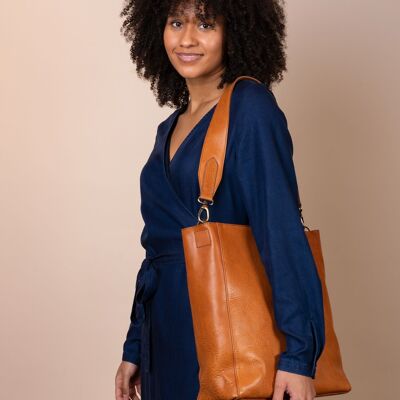 Leather Bag - Sofia - Cognac Stromboli Leather