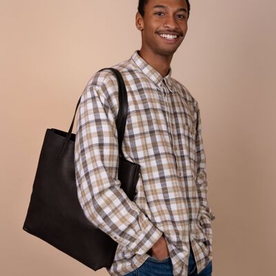 Leather Tote Bag - Georgia - Black Soft Grain Leather