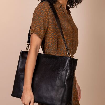 Leather Bag -Olivia - Black Stromboli Leather