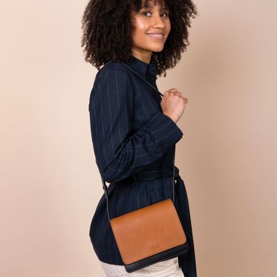 Bag Crossbody - Audrey Mini - Black & Cognac Classic Leather