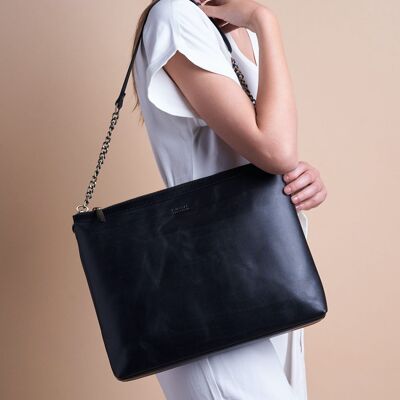 Leather Bag - Scarlet - Black Classic Leather