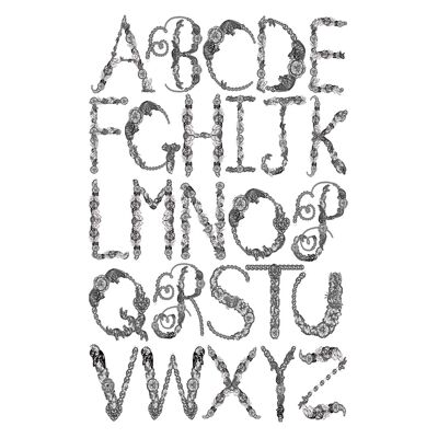 Alphabet Typography Fine Art Print , A5