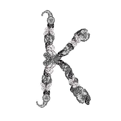 Alphabet Typography Letter K Fine Art Print , A4