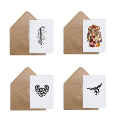 Monochrome Greeting Card Bundle A6 x4 ,