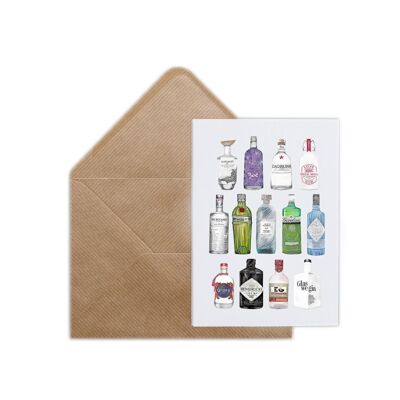 Gin Collection Greeting Card A6 ,
