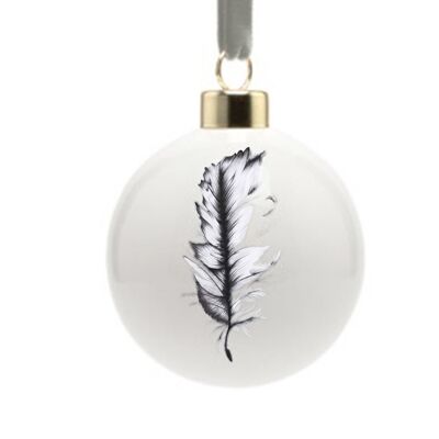 Biro/ Pencil Feather Bone China Bauble ,