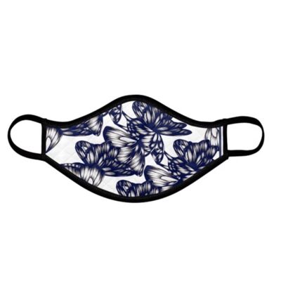 Butterbug Ball, White & Navy, Small Face Mask ,