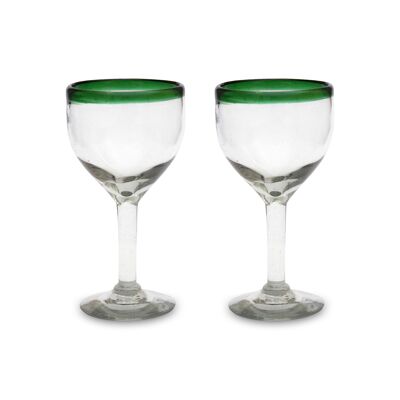 Weinglas 2er Set mit grünem Rand