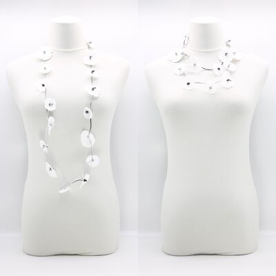 Upcycled plastic bottles - Aqua Poppy Necklaces - Long - Hand painted White